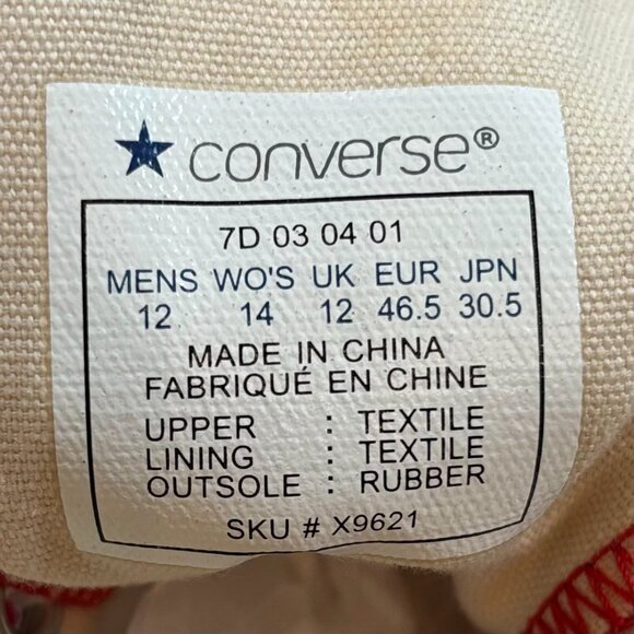 Converse Red All Star Chuck Taylor High Top Sneakers Men's Size 12 - Picture 8 of 8